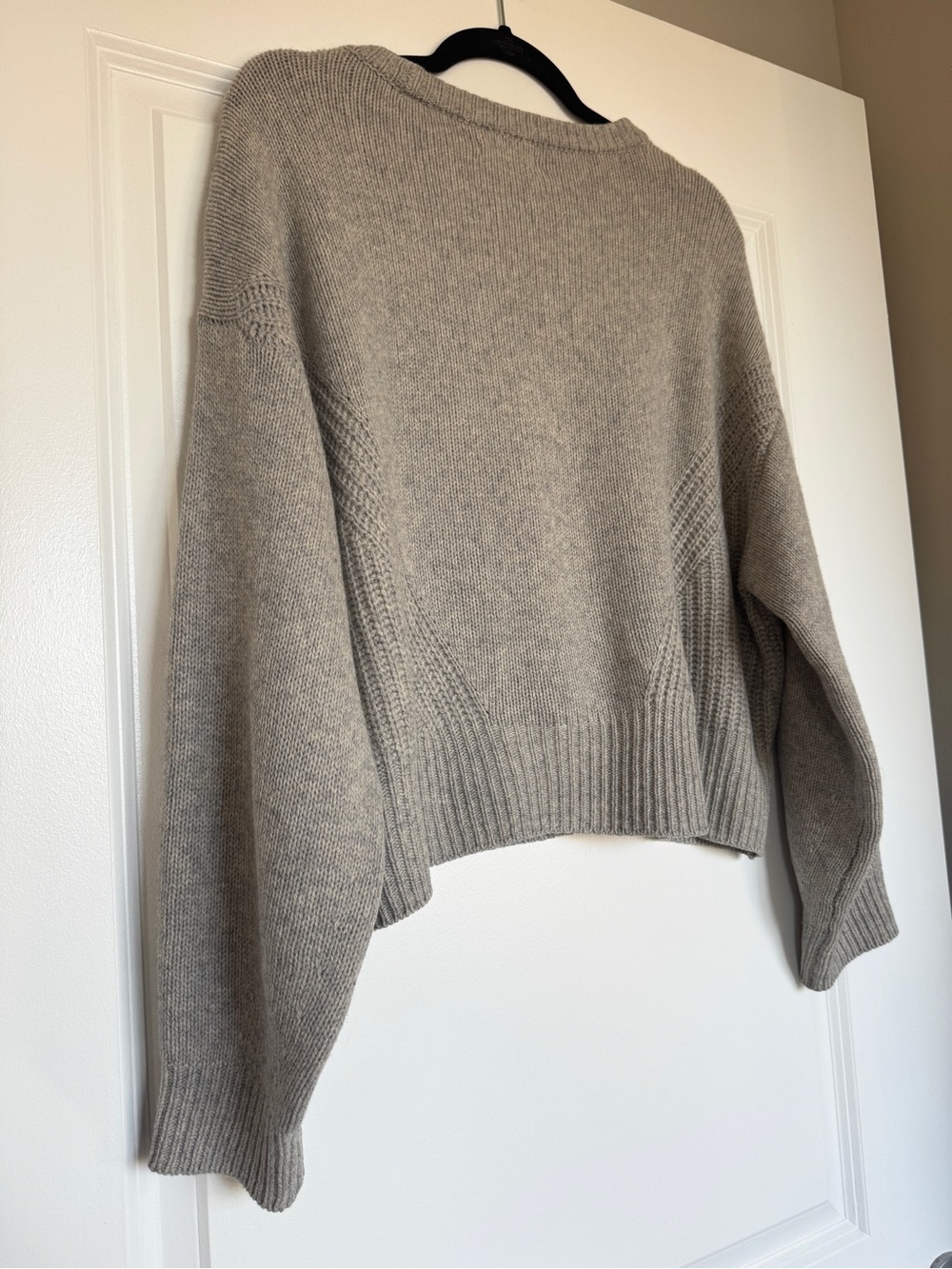 EUC QUINCE 100% Yak Wool Pointelle Detail Relaxed Crew Warm Heather Grey Size XL - Picture 6 of 15